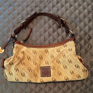 Dooney & Bourke Tan and Brown Shoulder Bag with Monogram